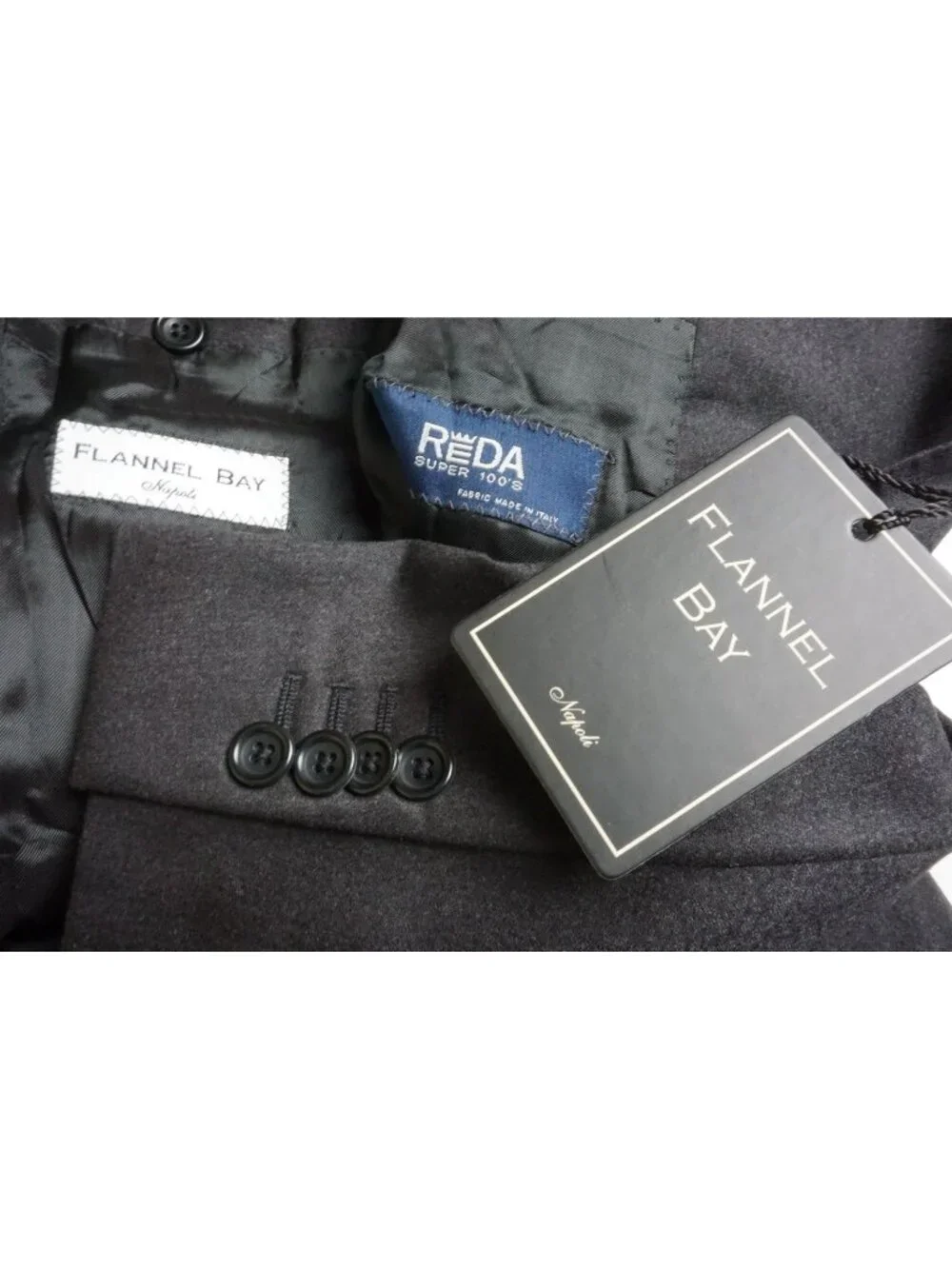 Flannel Bay Charcoal Gray Flannel Wool 2 Pc Suit Jacket Pants Sz 40 Brand Newc